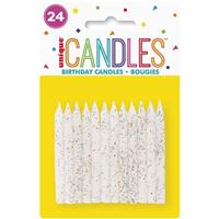 Candles Spiral White With Glitter 24Pc | West Pack Lifestyle