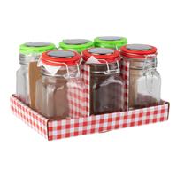 Glass Jar With Mix Colour Lid 250Ml 6Pc | West Pack Lifestyle