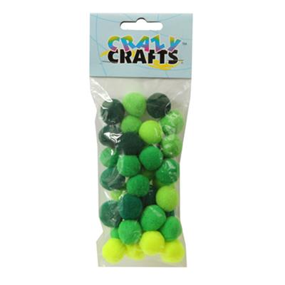 Essentials by Leisure Arts Pom Poms - Green - 1 - 40 piece pom