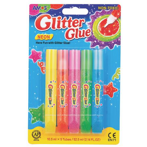 Glitter Glue Neon 10.5Ml 5Pc | West Pack Lifestyle