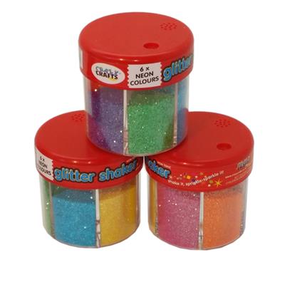 Neon Glitter Shakers (Pack of 6) Craft Supplies Neon