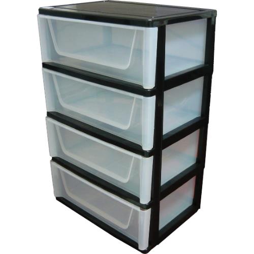 Super Drawers 4 Tier Black Frame Clear | West Pack Lifestyle