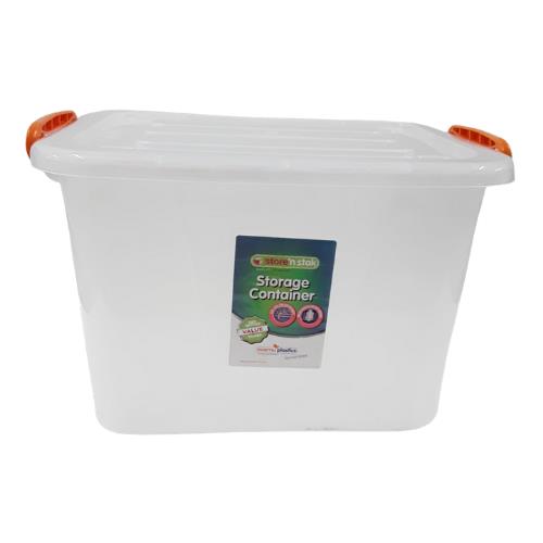 Storage Box With Lock Lid & Wheels 45Lt Clear | West Pack Lifestyle