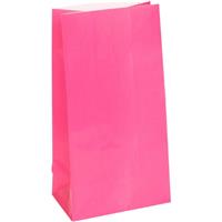 Hot Pink Solid Party Paper Bag 12Pc | West Pack Lifestyle