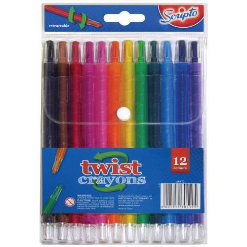 Retractable Twist Crayons 12Pc