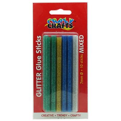 Glitter Glue Sticks Mixed Colours 7Mm 10Pc