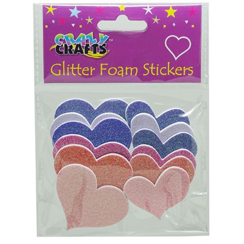 Pop! Foam Hearts Solid and Glitter - Kids Foam Stickers - Kids