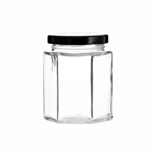 Hexagonal Jar Black Lid 380ml 6pc West Pack Lifestyle