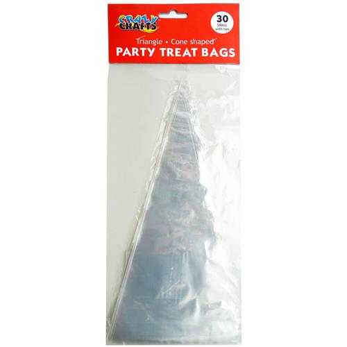 Clear Triangle Treat Bag Small With Ties 30pc West Pack Lifestyle