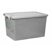 Storage Box With Lock Lid & Wheels 50lt Platinum 