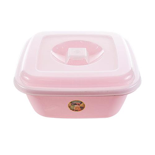 Square Basin & Lid 5.5Lt Pastel Pink | West Pack Lifestyle