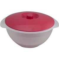 Salad Bowl 12Lt Clear & Dark Pink Lid | West Pack Lifestyle