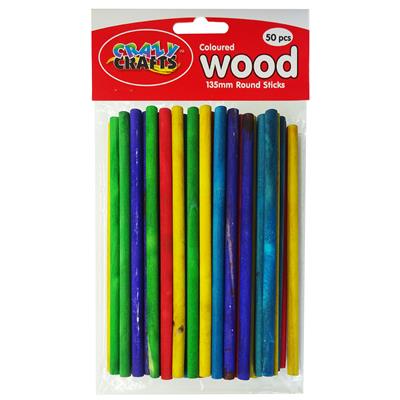 Round Sticks Coloured 135Mm X 6Mm 50Pc | West Pack Lifestyle